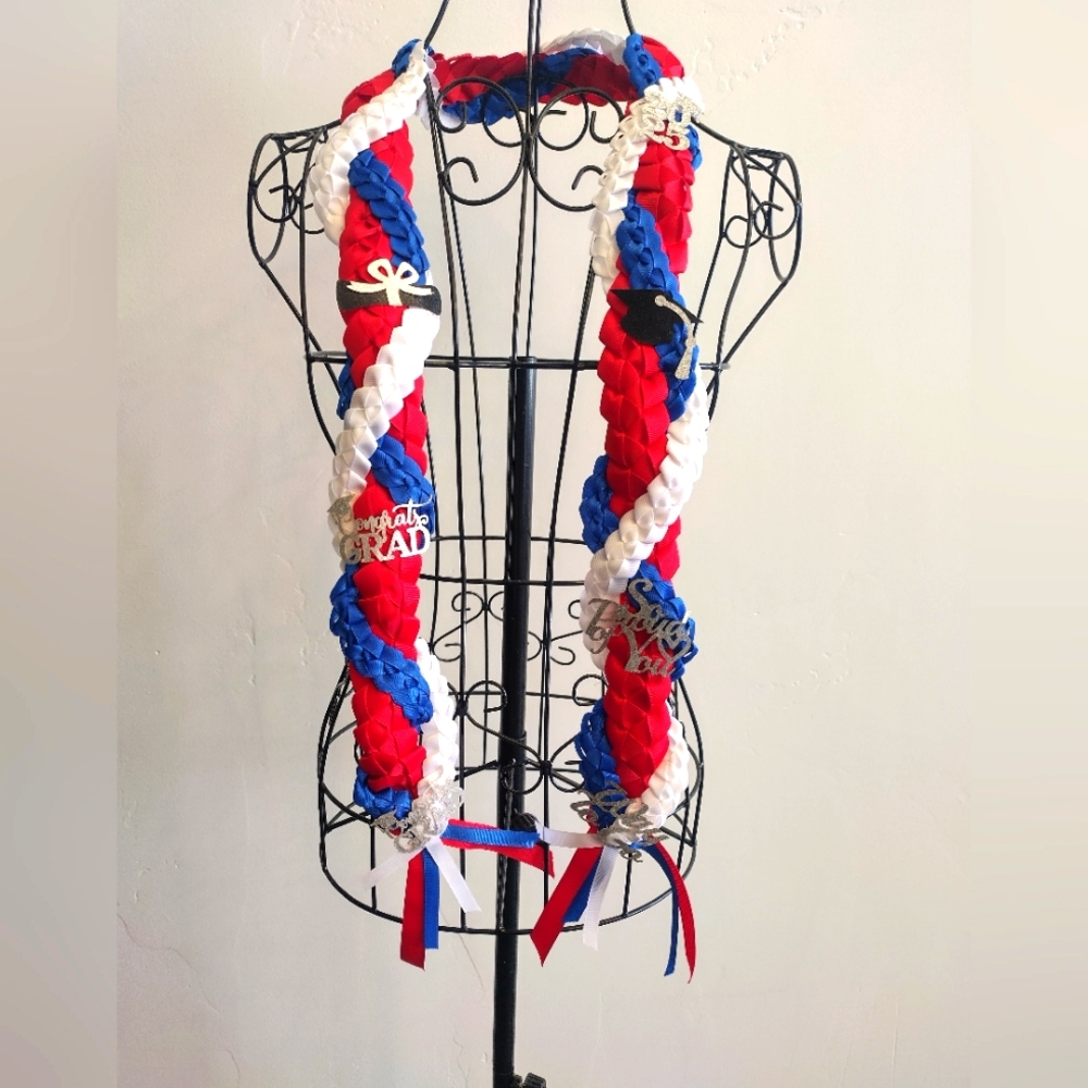 Red, white and royal blue Graduation Leis Class Of 2026